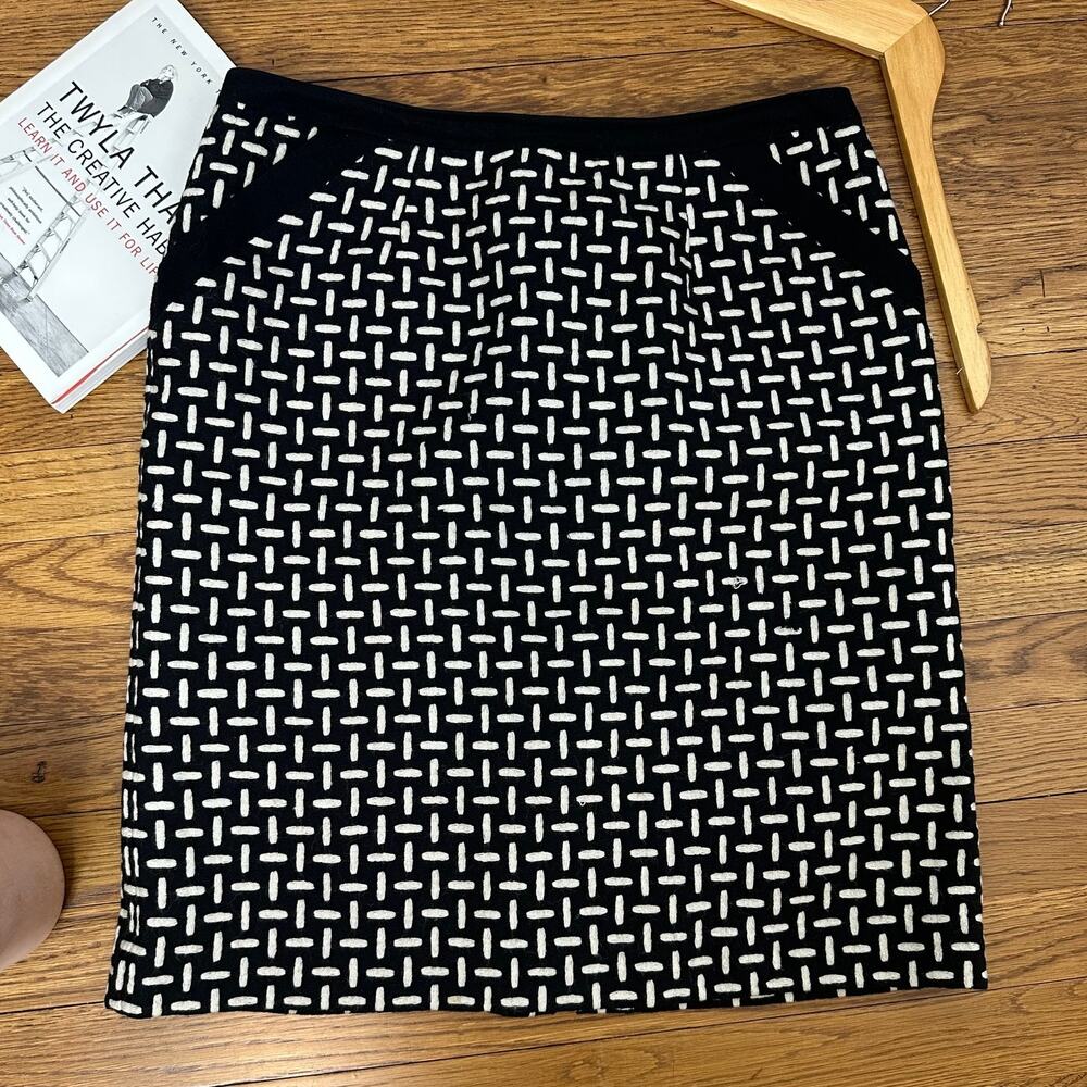 Talbots Black & White 100% Wool Pencil Skirt
